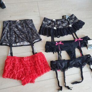 5 Piece Lingerie Garter Belt Panties Bundle